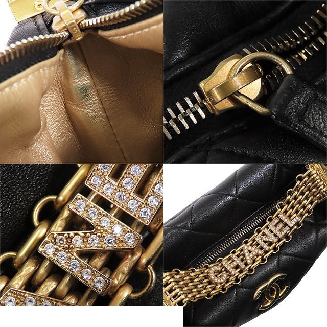 Chanel Chain Black Gold Lambskin 2-Way Shoulder Bag — view 8
