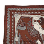 Hermes Carre 140 Scarf Zouavers ET Dragons Bandana Brown Large Shawl — view 3