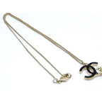 Chanel Necklace CC Logo Camellia Flower Black Gold — view 2
