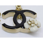 Chanel Necklace CC Logo Camellia Flower Black Gold — view 3