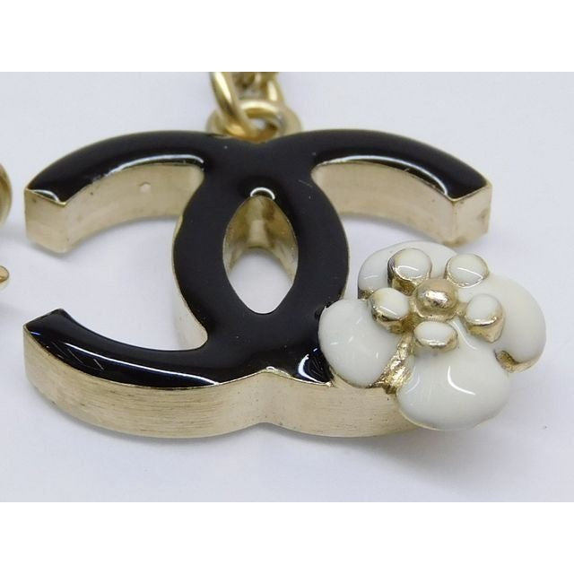 Chanel Necklace CC Logo Camellia Flower Black Gold — view 3