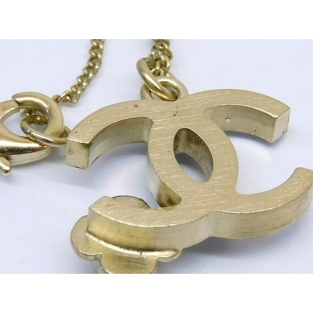 Chanel Necklace CC Logo Camellia Flower Black Gold — view 5