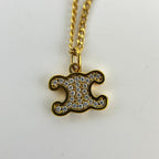 Celine Necklace Gold Triomphe Pattern Vintage — view 9