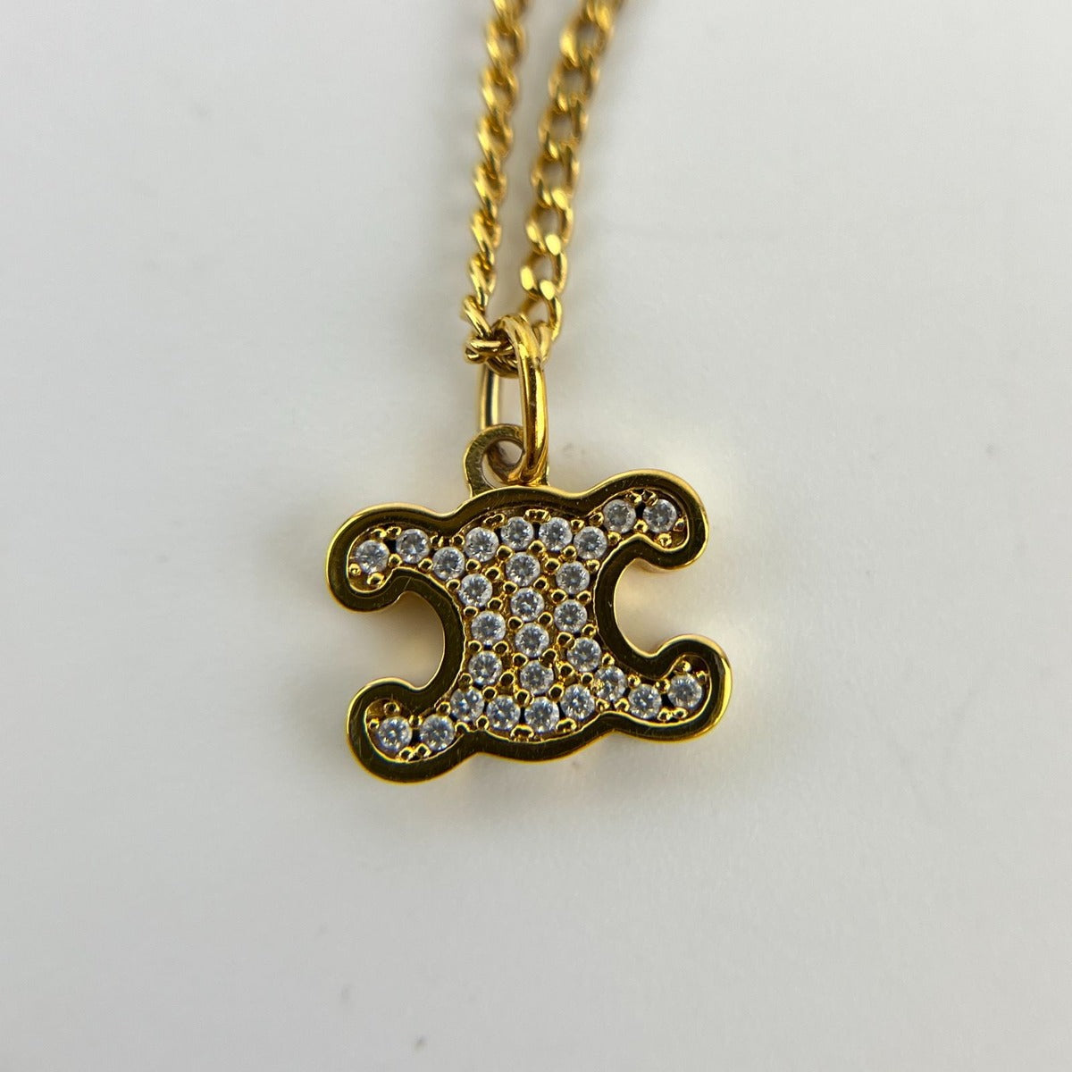 Celine Necklace Gold Triomphe Pattern Vintage — view 9