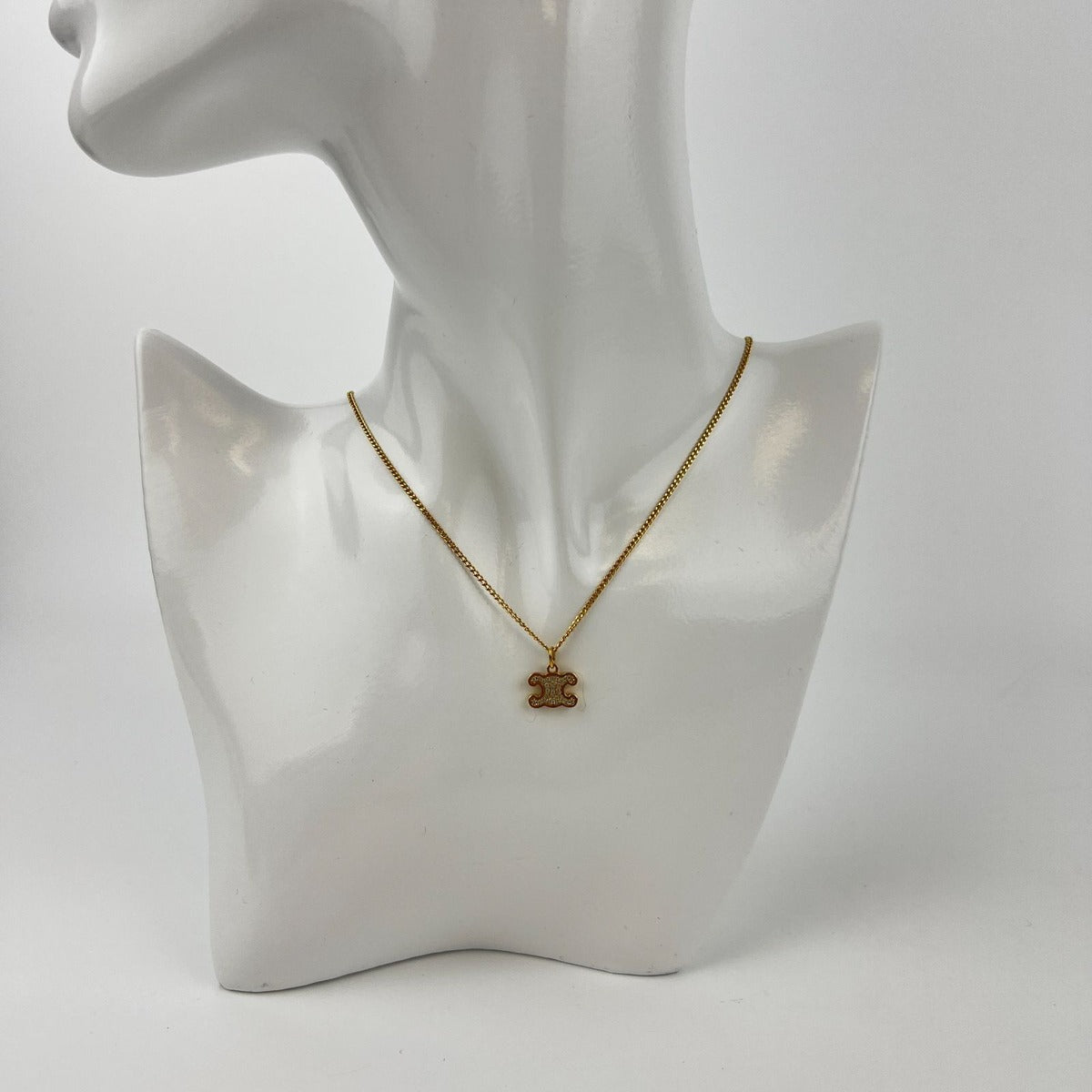 Celine Necklace Gold Triomphe Pattern Vintage