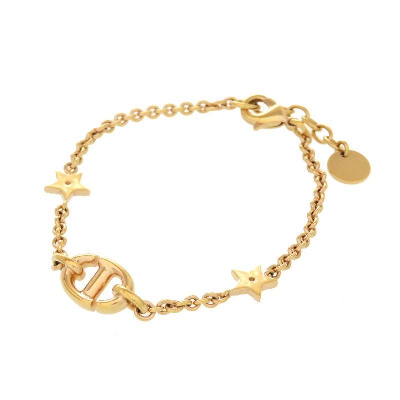 Christian Dior Logo Star Stone Metal Gold Bracelet Accessories 0358 — view 3
