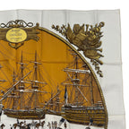 Hermes Scarf Silk Carre 90 Marine ET Cavalerie Sea and Cavalry White — view 3