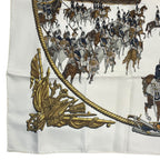Hermes Scarf Silk Carre 90 Marine ET Cavalerie Sea and Cavalry White — view 4