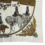 Hermes Scarf Silk Carre 90 Marine ET Cavalerie Sea and Cavalry White — view 5