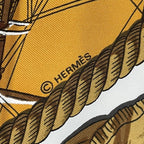 Hermes Scarf Silk Carre 90 Marine ET Cavalerie Sea and Cavalry White — view 9