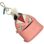 Fendi 7 Ar457 Monster Bugs Charm Key Holder Bag Small Leather Pink