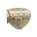 Chanel Shoulder Bag Heart Chain Ap2784 Quilted Lambskin Metallic