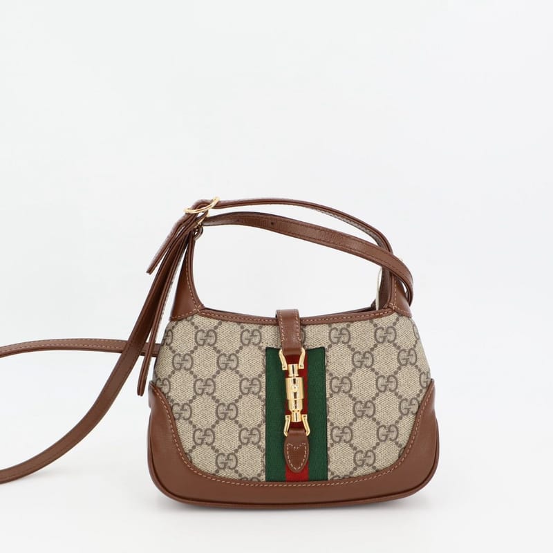Gucci Jackie 1961 Mini Bag Beige And Brown GG Supreme Canvas Leather — view 2