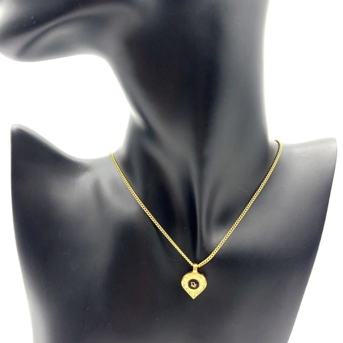 Christian Dior Vintage Rhinestone Crystal Round Necklace Gold Plated — view 2