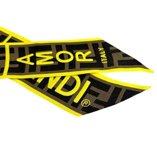 Fendi Ribbon Scarf Flappy Yellow Khaki Green Zucca — view 5