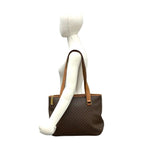 Celine Vintage Macadam Blason Logo Pattern Leather Tote Brown — view 2