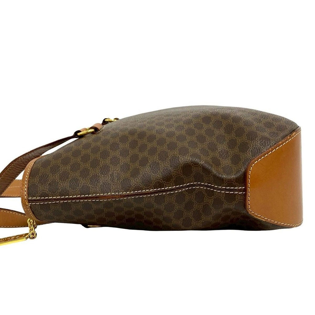 Celine Vintage Macadam Blason Logo Pattern Leather Tote Brown — view 5