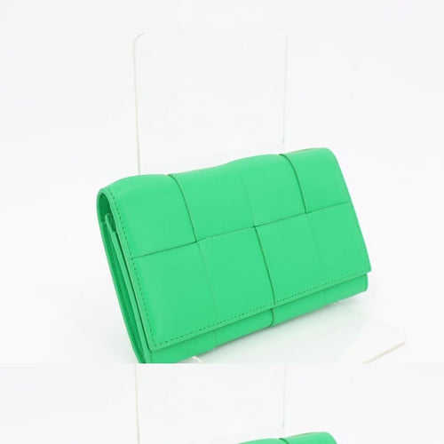Bottega Veneta Maxi Intrecciato Leather Wallet Green