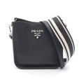 Prada Shoulder Bag Vitello Daino Soft Black Leather Canvas