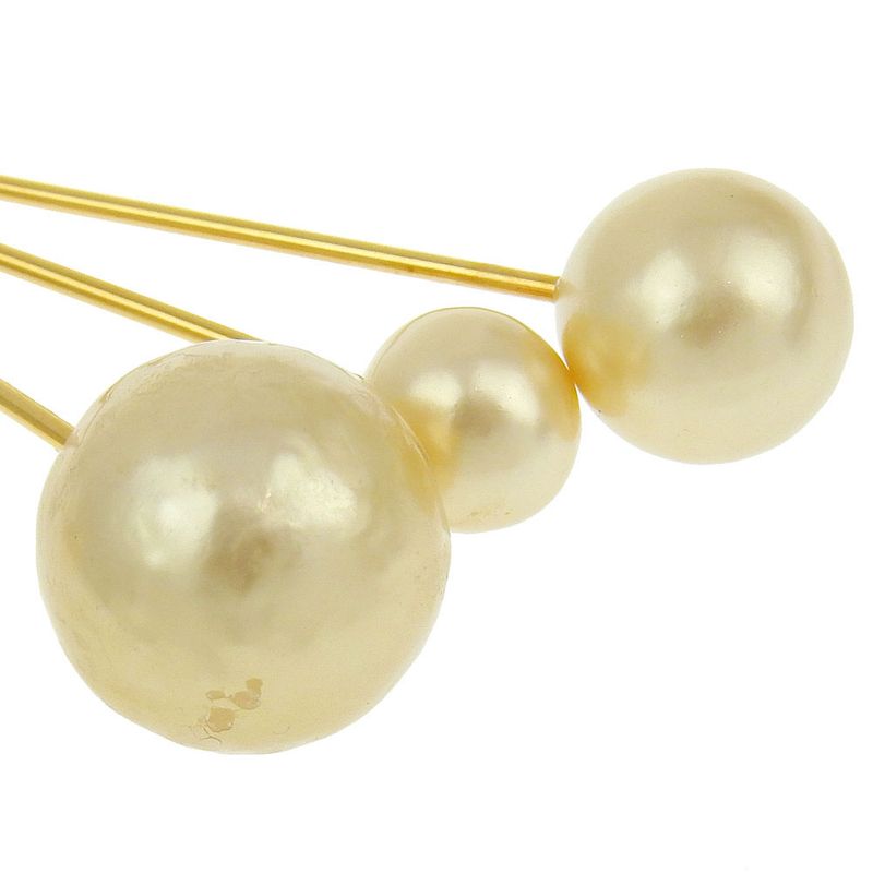 Celine Current Tag Bijoux Triple Faux Pearl Drop Earrings Ear Cuff GP — view 5