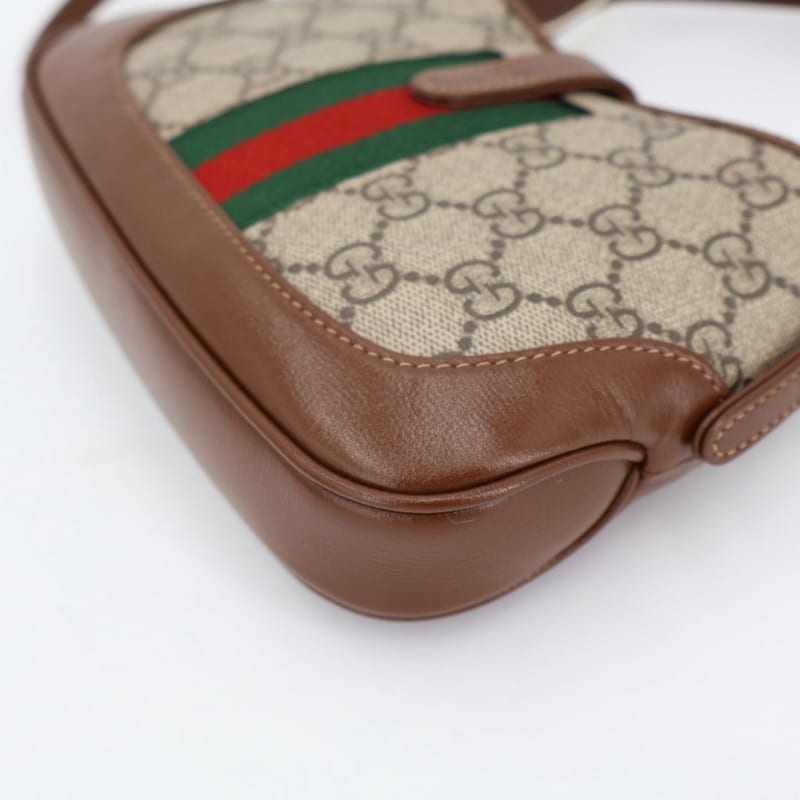 Gucci Jackie 1961 Mini Bag Beige And Brown GG Supreme Canvas Leather — view 8