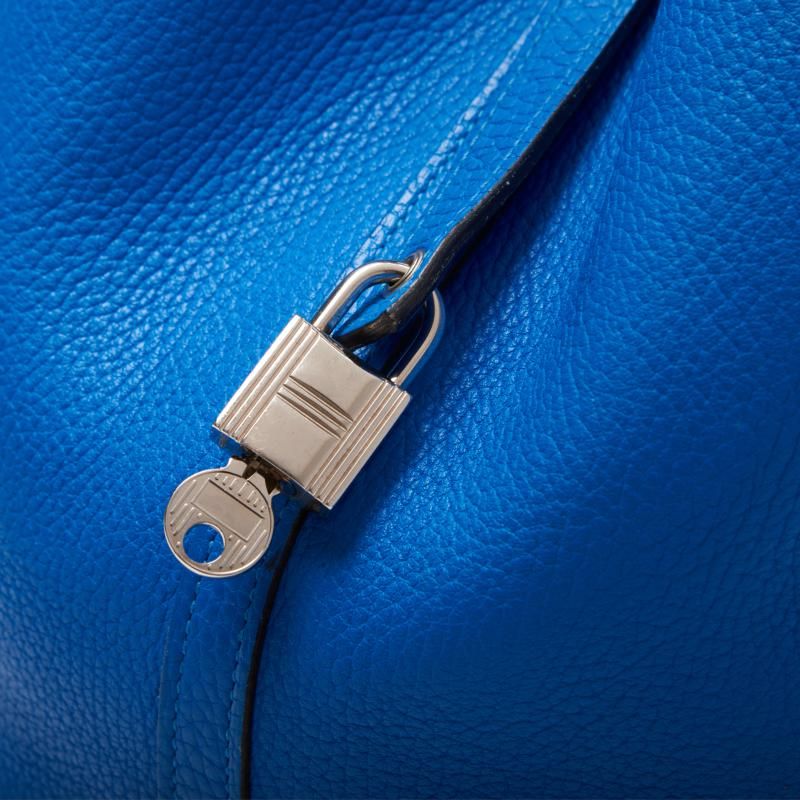 Hermes Picotin Lock MM Handbag Taurillon Clemence Blue Indra — view 6