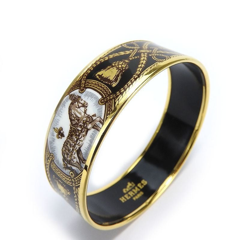 Hermes Bracelet Emile GM Metal Cloisonne Multicolor Gold Black Horse Jewelry — view 2