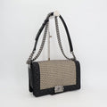 Chanel Boy Quilted Chain Shoulder Bag Leather Lambskin Light Beige
