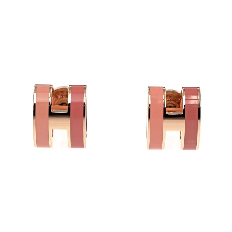 Hermes Earrings Pop Ash Cabas Le Pair Beauty Pink Rosegold Hardware — view 2