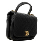 Chanel Shoulder Bag Quilted Lambskin Black Gold 2-Way — view 2