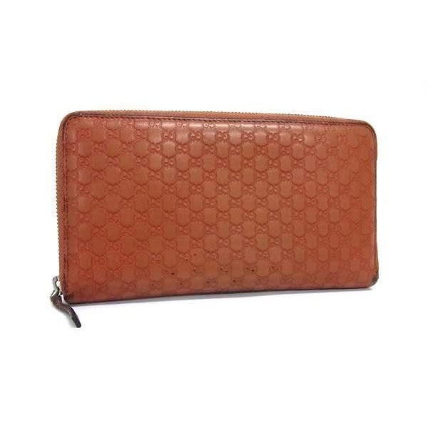 Gucci Long Wallet Micro Guccissima Organizer Brown Leather Round