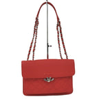 Chanel Chain Shoulder Bag CC Logo Quilted Leather Red