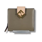 Fendi FF Diamond Compact Wallet Bifold Leather Grey Light Pink — view 2