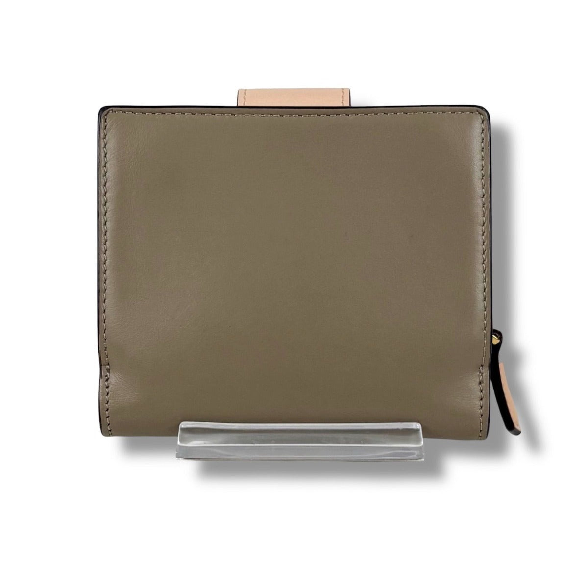 Fendi FF Diamond Compact Wallet Bifold Leather Grey Light Pink — view 3