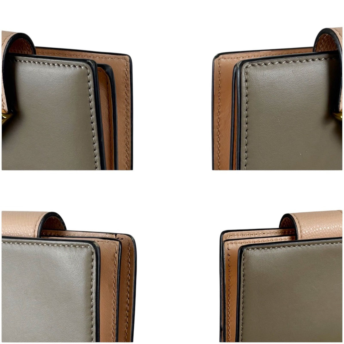Fendi FF Diamond Compact Wallet Bifold Leather Grey Light Pink — view 9