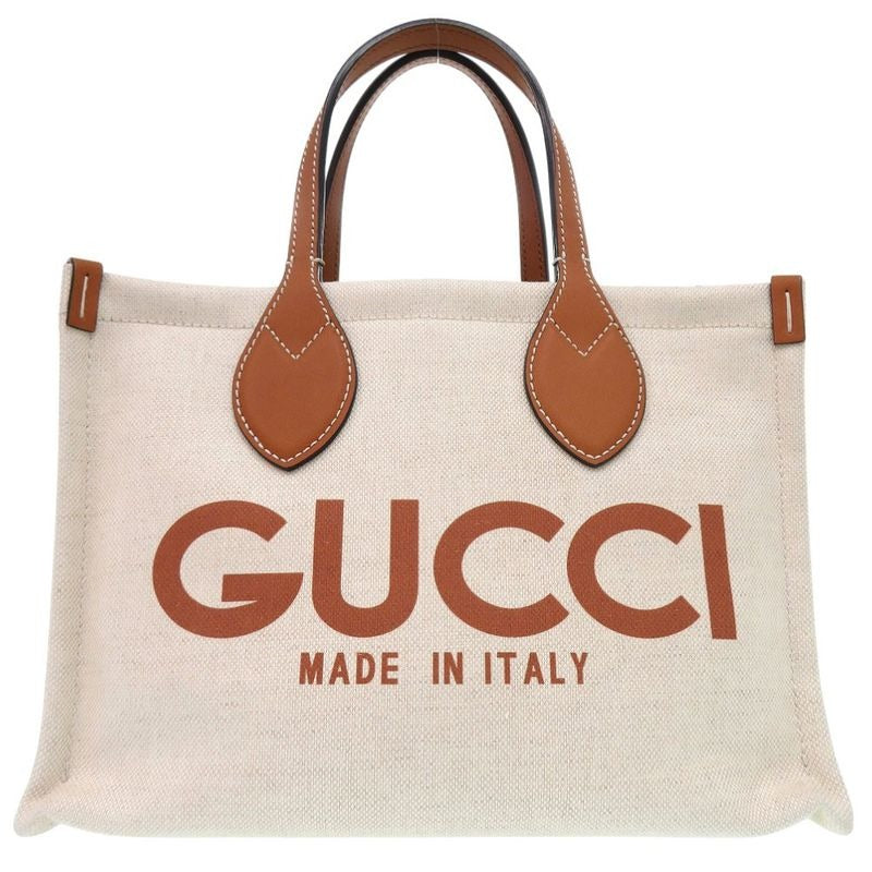 Gucci Print Medium Tote 2-Way Canvas Leather Beige 0852 — view 2