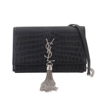 Saint Laurent Kate Chain Wallet Bifold Croco Shoulder