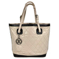 Chanel Shoulder Bag CC Logo Charm Leather Beige