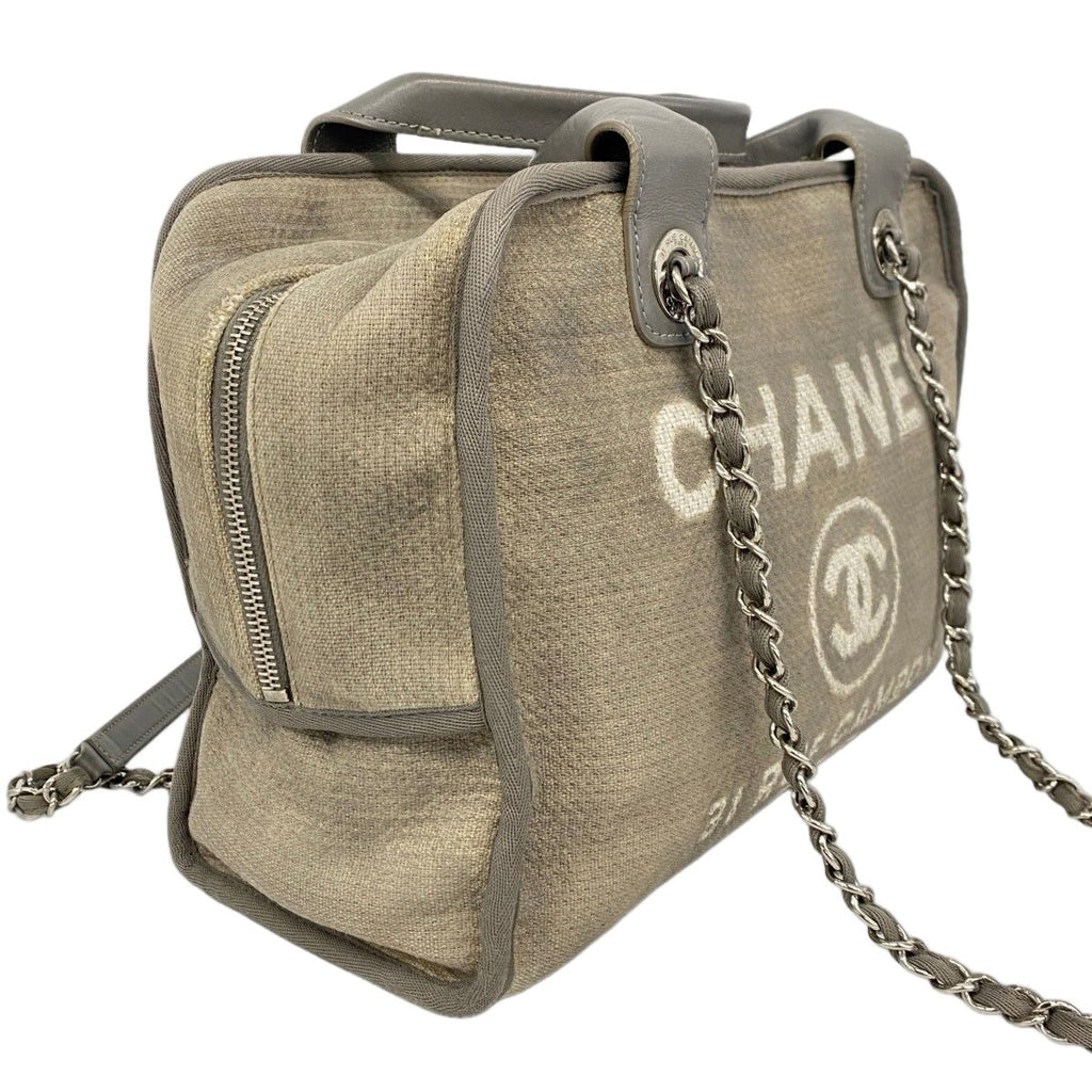 Chanel Handbag Deauville Canvas Gray Silver 2-Way — view 2