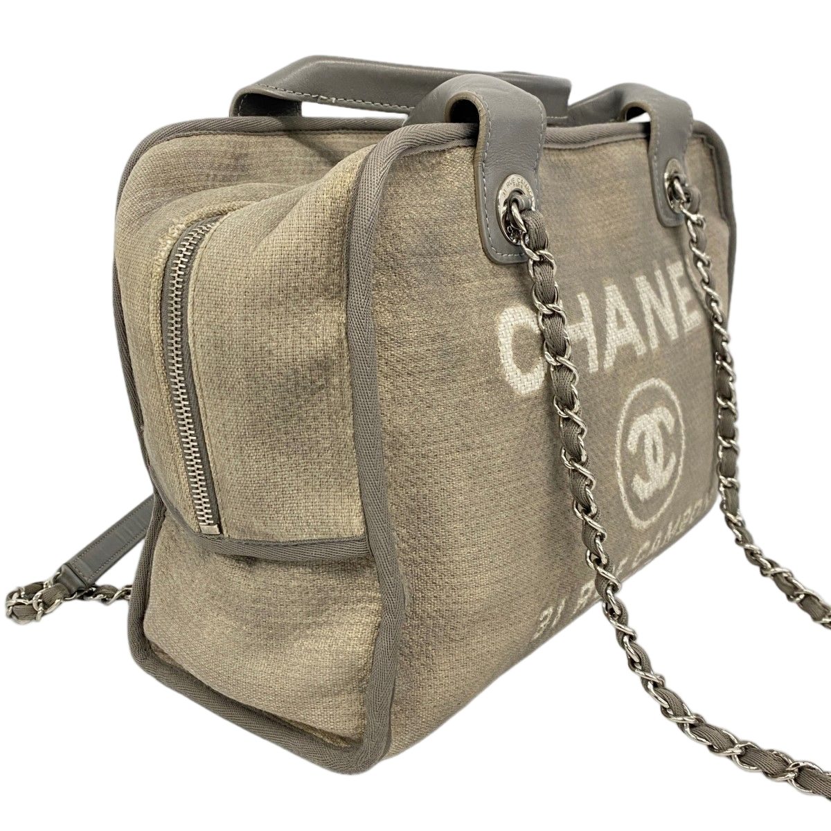 Chanel Handbag Deauville Canvas Gray Silver 2-Way — view 2