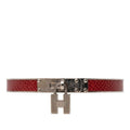 Hermes Kelly Bangle Cadena Motif Silver Red Metal Leather