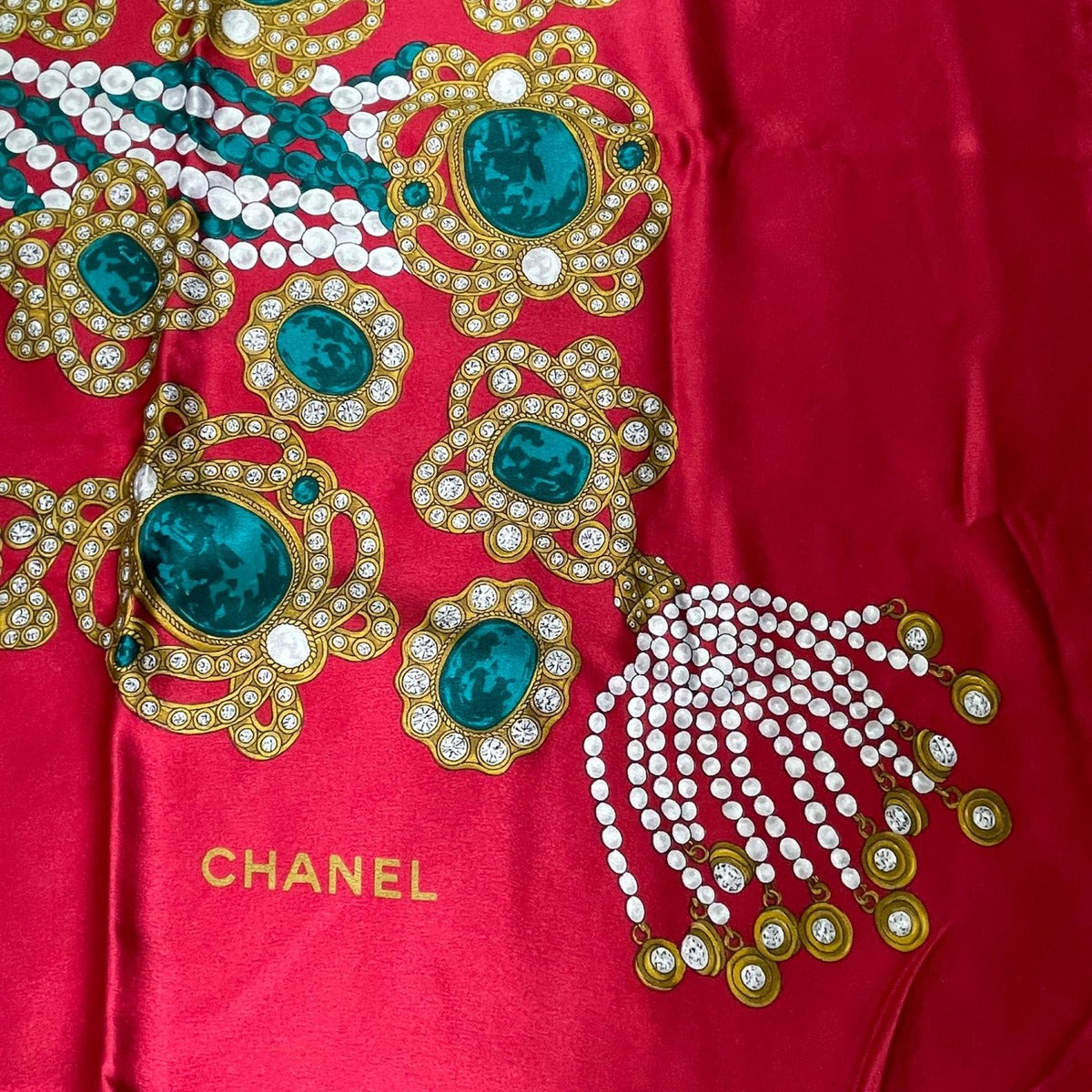 Chanel Scarf Silk Extra Large 130 Pattern Red — view 7
