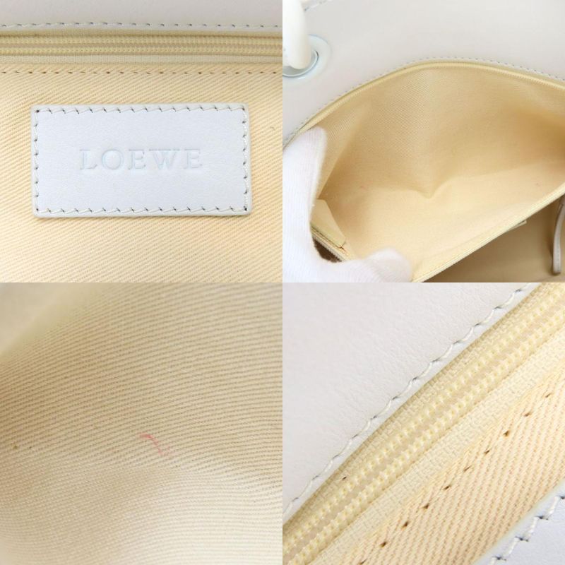 Loewe Tote Bag Crown Logo Stitch Leather Plastic White Studded Shopper — view 8