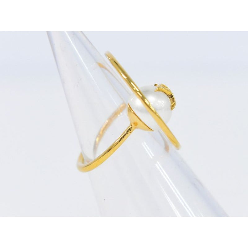 Louis Vuitton Eclipse Faux Pearl Ring M Size 14 GP Gold Plated — view 4