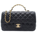 Chanel Shoulder Bag Quilted Black Lambskin 2-Way