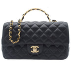 Chanel Shoulder Bag Quilted Black Lambskin 2-Way