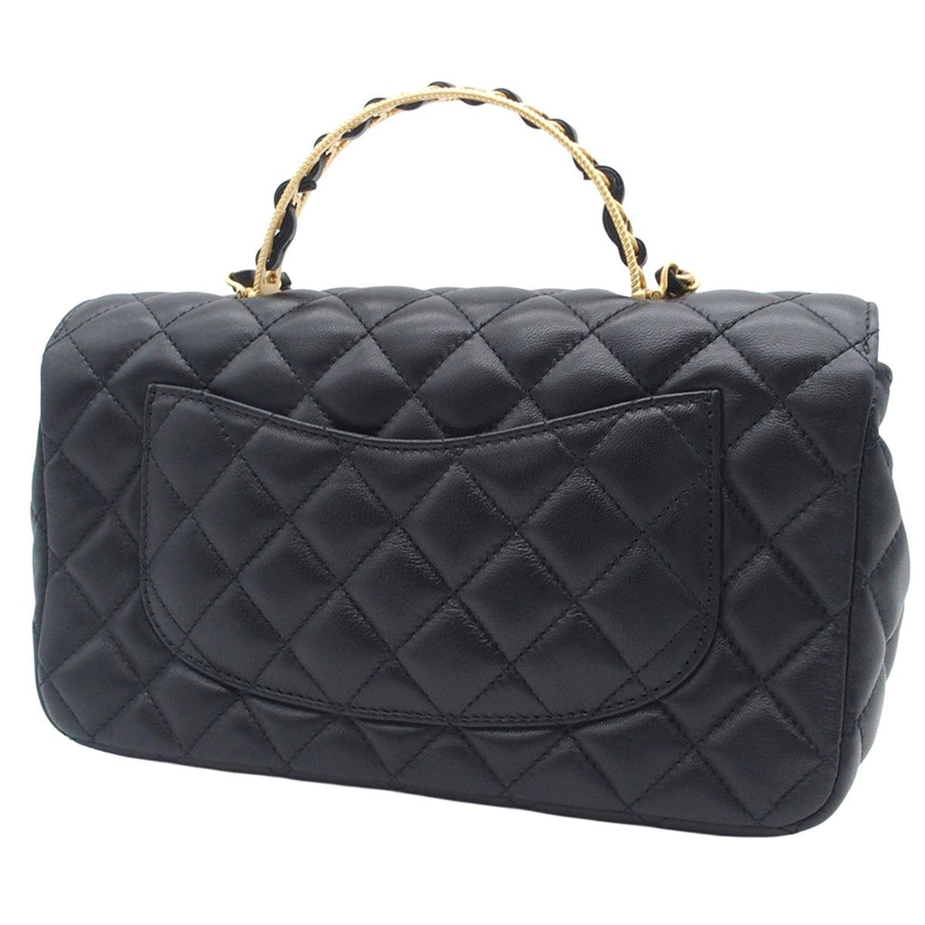 Chanel Shoulder Bag Quilted Black Lambskin 2-Way — view 2