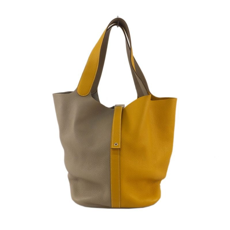 Hermes Picotin Lock T GM Handbag Gray Yellow Silver Hardware — view 2