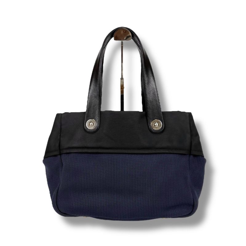 Chanel Paris Biarritz Mini Tote Shoulder Bag Navy Blue Black Bicolor — view 3