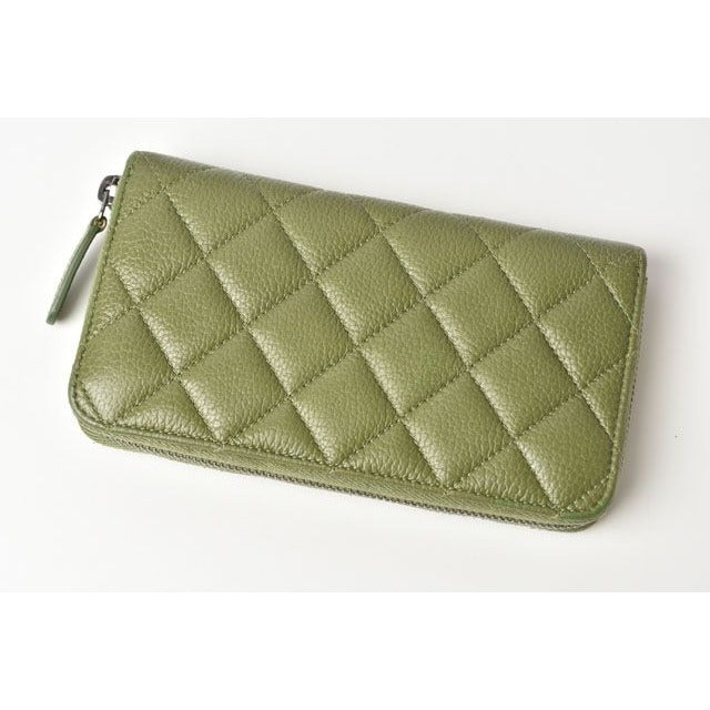 Chanel Wallet Medium Quilted Caviar Leather Moss Green — view 8
